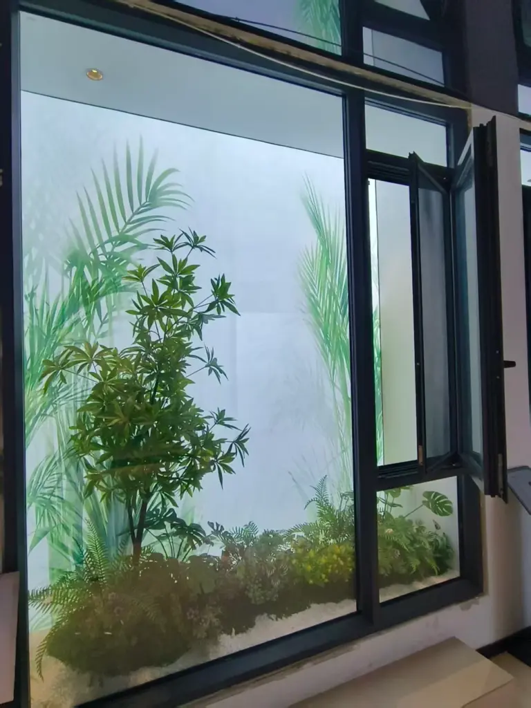 Heavy-duty aluminum hotel door with premium hardware and secure locking system