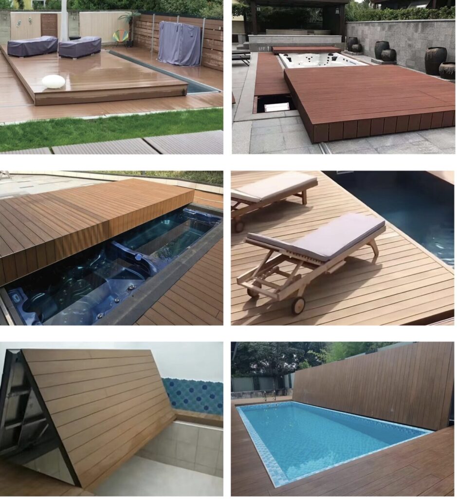Poolside aluminum lounge chairs with quick-dry foam cushions at a resort
